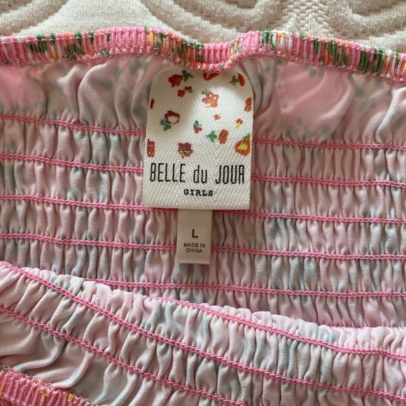 Pink floral babydoll style blouse. Coquette spring top - Picture 2 of 4